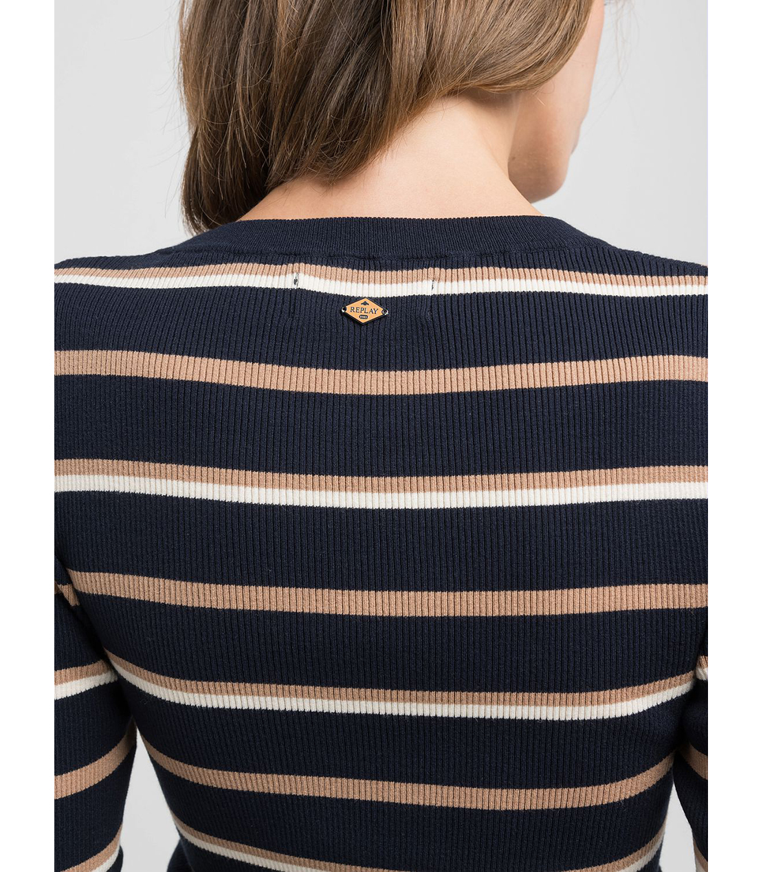 ボーダーストライプ スリムフィットプルオーバー 詳細画像 ブルーベージュ 6